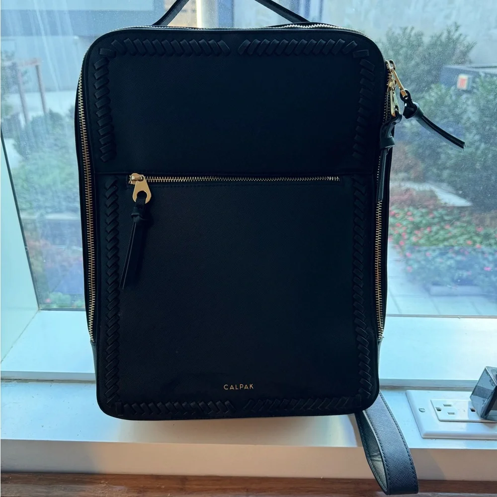 Calpak Black Structured Leather Backpack with Gold Hardware - Picture 2 of 6